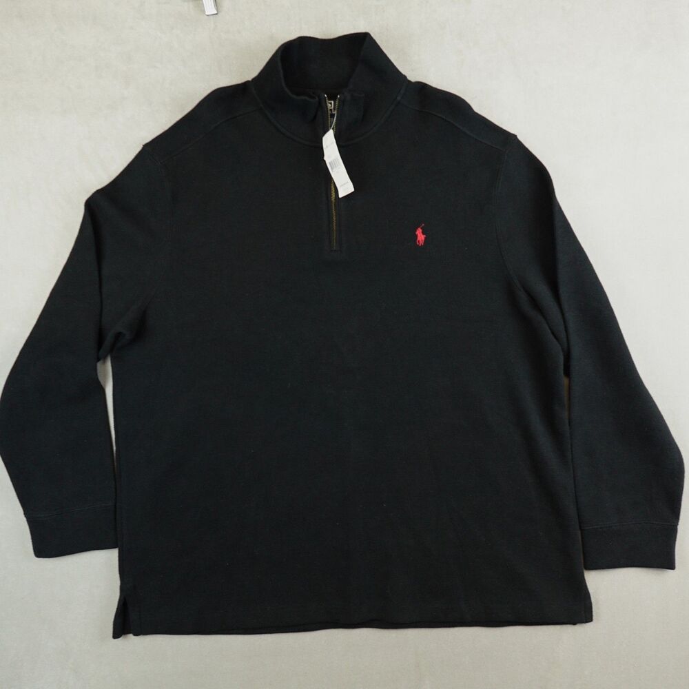 NWT Polo Ralph Lauren Quarter Zip Sweater Sz XXL Black Pony Long Sleeve Pullover